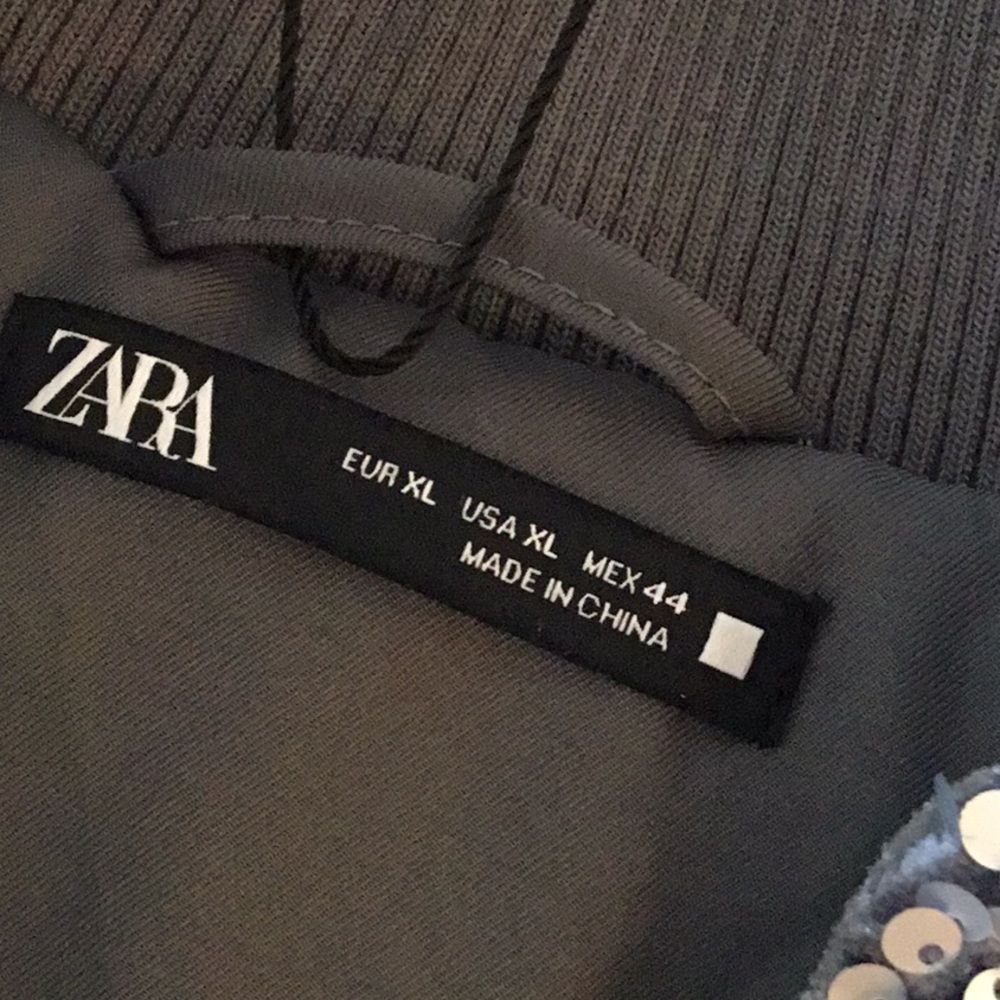Zara Silver Sequin Bomber Jacket - Picture 10 of 11